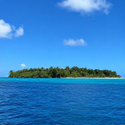 Caribbean Holidays, May Island Hopping, Ferry travelling between green Caribbean islands in May under a sunny blue sky
