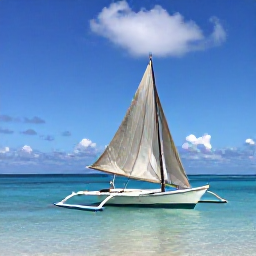 Caribbean Holidays, May Island Hopping, Traditional wooden sailing boat travelling between small Caribbean islands under a bright blue sky