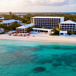 Caribbean Holidays, May Luxury Holidays, Aerial view of Grace Bay beach in Turks and Caicos with clear turquoise water, white sand and a luxury resort in warm May sunshine