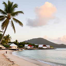 Caribbean Holidays, May Nature Holidays, Quiet palm-fringed beach and small fishing village on Saint Vincent and the Grenadines during a warm May afternoon