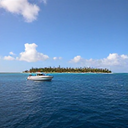 Caribbean Holidays, May Scuba Diving, A small Caribbean dive boat approaching a quiet tropical island on a sunny May morning