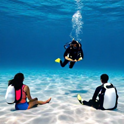 Caribbean Holidays, May Scuba Diving, Friendly divers relaxing beside a Caribbean beach after a morning scuba dive on Saint Martin