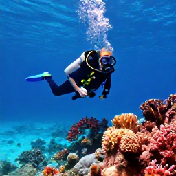Caribbean Holidays, May Scuba Diving, Scuba diver exploring a colourful Caribbean coral reef in clear turquoise water during May