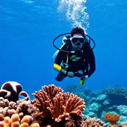Caribbean Holidays, May Scuba Diving, Scuba diver exploring a colourful coral reef in clear Caribbean water off Saint Martin and Sint Maarten