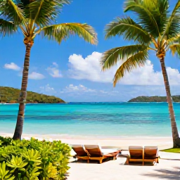 Caribbean Holidays, May Spa Breaks, A tranquil Caribbean spa resort in the United States Virgin Islands, with palm trees, turquoise water and a bright May sky