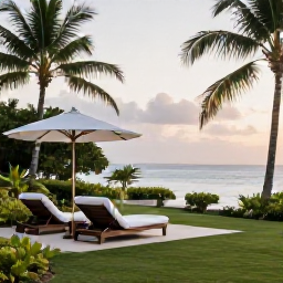Caribbean Holidays, May Spa Breaks, A tranquil luxury spa overlooking a tropical Caribbean garden on Saint Kitts, with treatment loungers, palms and soft morning light