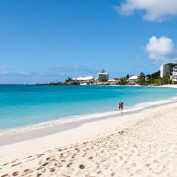Caribbean Holidays, May Tours, Bright Caribbean beach on Saint Martin in May, with turquoise water, white sand and a few relaxed visitors