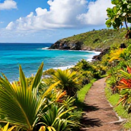 Caribbean Holidays, May Walking Holidays, A scenic coastal walking trail on Saint Barth&eacute;lemy in May, with turquoise sea, rocky headland and bright tropical vegetation