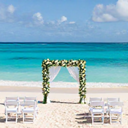 Caribbean Holidays, May Weddings, Elegant beach wedding on Saint Barth&eacute;lemy in May, with turquoise sea, soft white sand and a small floral ceremony setting