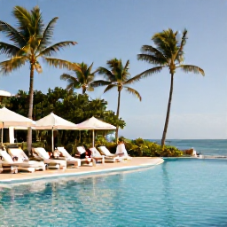 Caribbean Holidays, May Weddings, Newlyweds and their guests enjoying a relaxed Caribbean resort holiday, with a pool, palm trees and tropical sunshine
