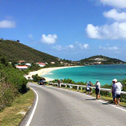 Caribbean Holidays, May Wine Tasting, Scenic coastal road and turquoise bay on Saint Thomas, United States Virgin Islands, with visitors exploring the island in May sunshine