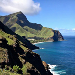 Caribbean Holidays, Montserrat Adventure, A wide coastal view of Montserrat in November, showing green volcanic hills, dramatic cliffs and calm blue Caribbean water under bright tropical skies