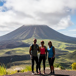 Caribbean Holidays, Montserrat Adventure, Guided hikers exploring the volcanic exclusion zone and Soufri&egrave;re Hills landscape on Montserrat