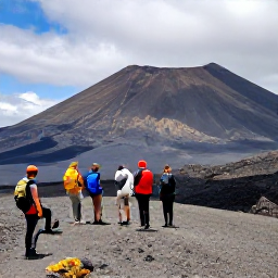 Caribbean Holidays, Montserrat Adventure, Guided hikers exploring the volcanic landscape around Soufri&egrave;re Hills, Montserrat