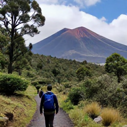 Caribbean Holidays, Montserrat Adventure Holidays, Guided walkers on a forest trail approaching the volcanic landscape of Soufriere Hills, Montserrat