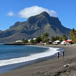 Caribbean Holidays, Montserrat Adventure, Visitors enjoying a peaceful black-sand beach and local village scenery on Montserrat during a sunny January day