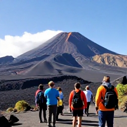 Caribbean Holidays, Montserrat Adventure, Visitors on a guided volcanic viewpoint tour in Montserrat, overlooking the ash-covered exclusion zone and Soufri&egrave;re Hills Volcano