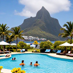 Caribbean Holidays, Montserrat All Inclusive, Guests enjoying a relaxed all-inclusive resort pool overlooking tropical Montserrat scenery
