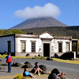 Caribbean Holidays, Montserrat All Inclusive, Visitors exploring the volcanic landscape and abandoned buildings of Plymouth, Montserrat, with Soufri&egrave;re Hills in the background