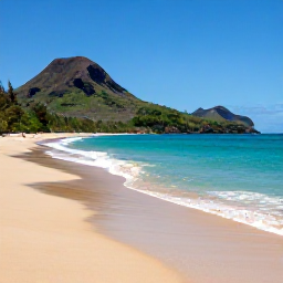 Caribbean Holidays, Montserrat Beach Holidays, Quiet golden beach on Montserrat in April, calm turquoise Caribbean sea, volcanic hills and lush green vegetation in the background, realistic travel photography