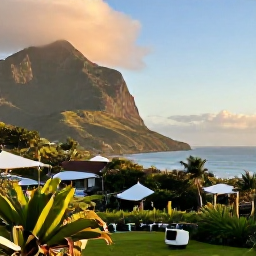 Caribbean Holidays, Montserrat Birdwatching, A quiet Montserrat coastline and village garden at golden afternoon light, showing the relaxed island atmosphere after a day of birdwatching