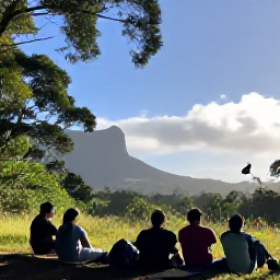 Caribbean Holidays, Montserrat Birdwatching, A relaxed December birdwatching morning in Montserrat, with a small group beside a forest edge and a sunny Caribbean landscape