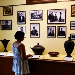 Caribbean Holidays, Montserrat Culture Holidays, Visitors exploring a small Montserrat heritage museum with historic photographs, artefacts and informative displays
