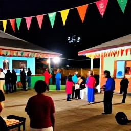 Caribbean Holidays, Montserrat December, A friendly Montserrat village Christmas celebration with local food, musicians, colourful decorations and visitors enjoying the evening