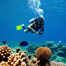 Caribbean Holidays, Montserrat Diving, A scuba diver exploring a clear Caribbean reef beside colourful fish and coral off the coast of Montserrat in bright April sunshine