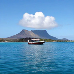 Caribbean Holidays, Montserrat Diving, A small dive boat travelling across calm turquoise water along Montserrat&rsquo;s volcanic coastline on a sunny April morning