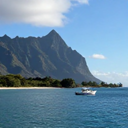 Caribbean Holidays, Montserrat Diving January, A small dive boat travelling along Montserrat&rsquo;s green volcanic coastline on a calm sunny January morning
