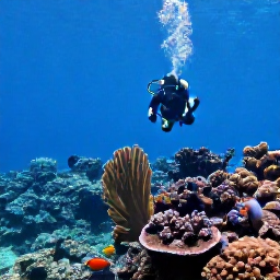 Caribbean Holidays, Montserrat Diving January, Scuba divers exploring a volcanic underwater reef near Montserrat, with bright reef fish, sea fans and clear blue water