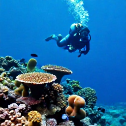 Caribbean Holidays, Montserrat Diving October, A scuba diver exploring coral, sponges and tropical fish on a rocky reef off Montserrat