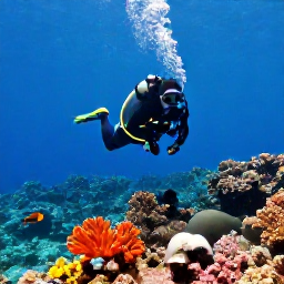 Caribbean Holidays, Montserrat Diving, Scuba diver exploring a colourful reef in clear Caribbean water off Montserrat