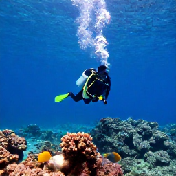 Caribbean Holidays, Montserrat Diving, Scuba divers swimming above a volcanic underwater landscape with reef fish near Montserrat