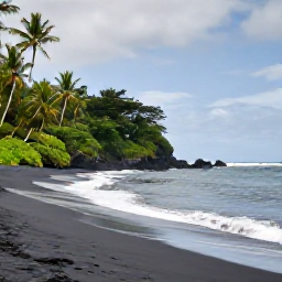Caribbean Holidays, Montserrat Family Holidays, A family enjoying a calm Montserrat beach with volcanic black sand, tropical greenery and gentle Caribbean waves