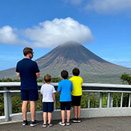 Caribbean Holidays, Montserrat Family Holidays, A family visiting the Montserrat Volcano Observatory with a knowledgeable local guide