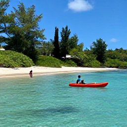 Caribbean Holidays, Montserrat Family Holidays, Family paddling and swimming in clear shallow water at a quiet Montserrat beach beneath tropical greenery