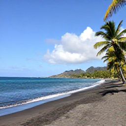 Caribbean Holidays, Montserrat February Holidays, Peaceful black sand beach with turquoise water and palm trees on Montserrat
