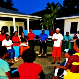 Caribbean Holidays, Montserrat February Tours, Local Montserrat cultural gathering with live Caribbean music, friendly residents, colourful food and visitors enjoying the evening