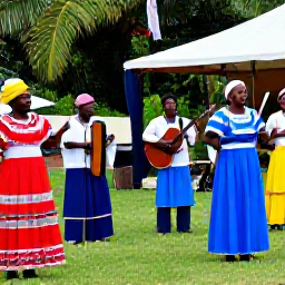 Caribbean Holidays, Montserrat February, Visitors exploring a colourful Montserrat cultural event with local music, traditional dress and friendly island atmosphere