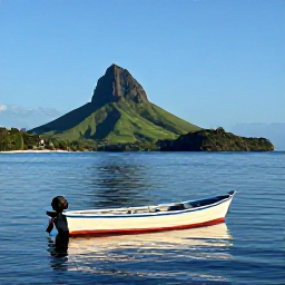 Caribbean Holidays, Montserrat Fishing, A small fishing boat on calm Caribbean water off Montserrat, with the island's green volcanic coastline in the background
