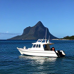 Caribbean Holidays, Montserrat Fishing, Anglers fishing from a well-equipped boat in bright Caribbean sunshine, with Montserrat visible across the sea