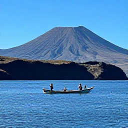 Caribbean Holidays, Montserrat Fishing, Holidaymakers enjoying a peaceful fishing trip in bright February sunshine, with blue sea and Montserrat&rsquo;s volcanic landscape behind them