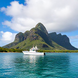 Caribbean Holidays, Montserrat Fishing June, Anglers fishing from a boat in calm turquoise water near Montserrat, with tropical clouds and rugged green coastline