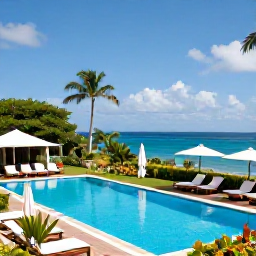 Caribbean Holidays, Montserrat Holidays, A comfortable all-inclusive hotel in Montserrat with a swimming pool, sun loungers, tropical gardens and views towards the Caribbean Sea