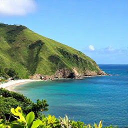 Caribbean Holidays, Montserrat Holidays, A sunny coastal view of Montserrat in July, with green hills, a calm turquoise sea and a quiet Caribbean beach
