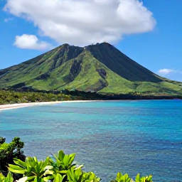 Caribbean Holidays, Montserrat Holidays, Bright coastal view of Montserrat in April, with green volcanic hills, calm turquoise sea and a small sandy beach