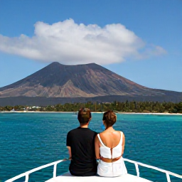 Caribbean Holidays, Montserrat Honeymoon, Boat viewing the coastline and volcanic landscape of Montserrat, with dramatic Soufriere Hills and clear blue Caribbean water