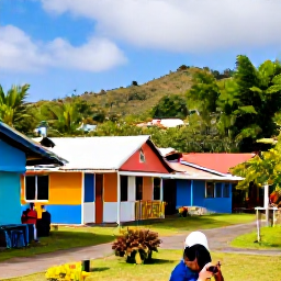 Caribbean Holidays, Montserrat in February, A colourful Montserrat village scene in February with friendly locals, tropical gardens, small shops and a relaxed Caribbean atmosphere